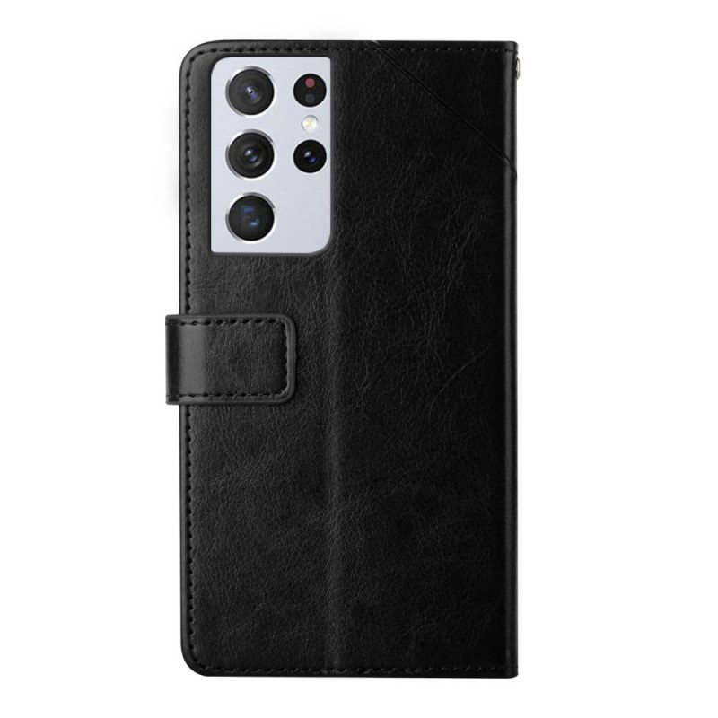 Folio Deksel Til Samsung Galaxy S21 Ultra 5G Stil Leather Geo Y Design