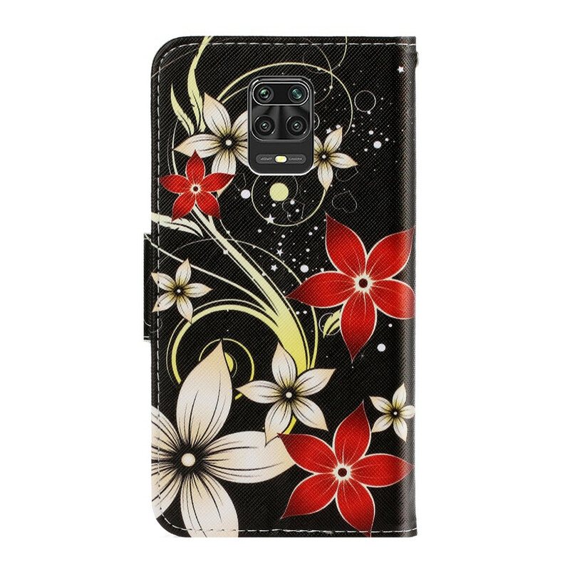 Folio Deksel Til Xiaomi Redmi Note 9S / 9 Pro Med Kjede Fargerike Strappy Blomster