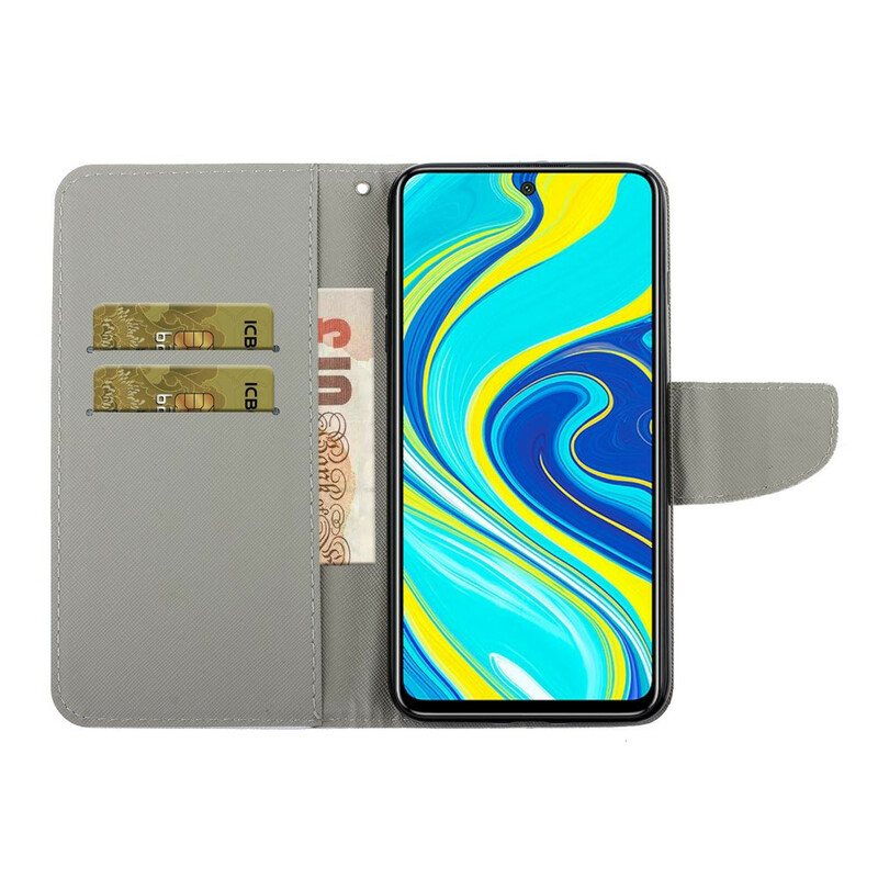 Folio Deksel Til Xiaomi Redmi Note 9S / 9 Pro Med Kjede Variasjoner Av Stropp For Sommerfugler