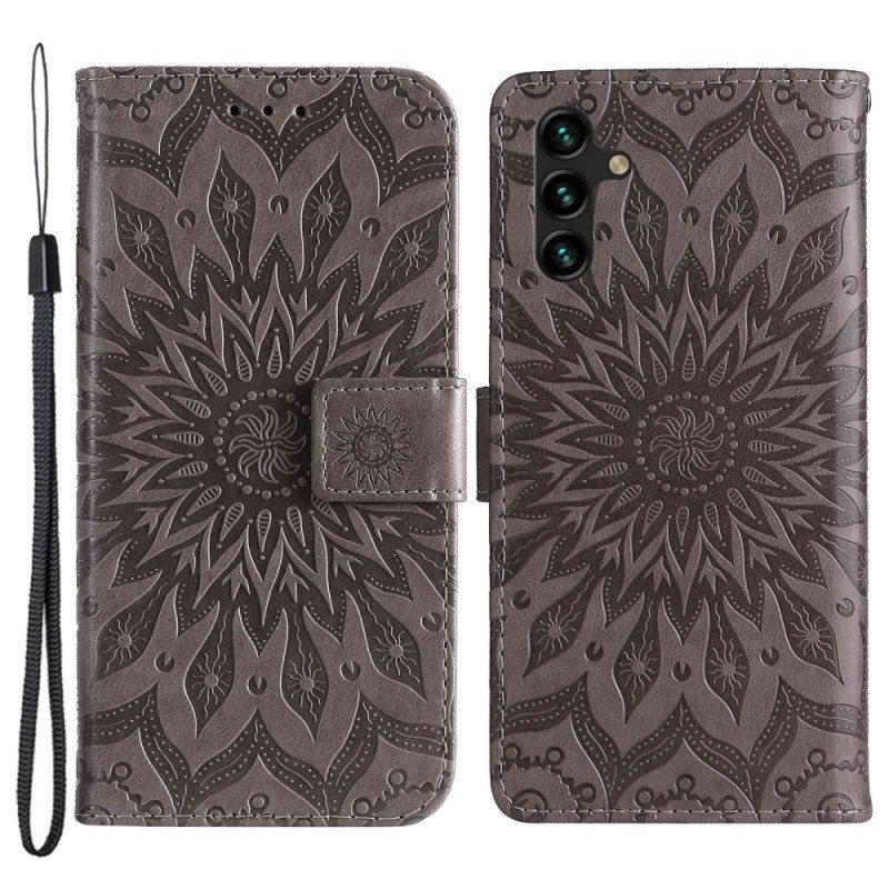 Folio Deksel Til Samsung Galaxy A14 / A14 5G Mandala Sun Med Snor