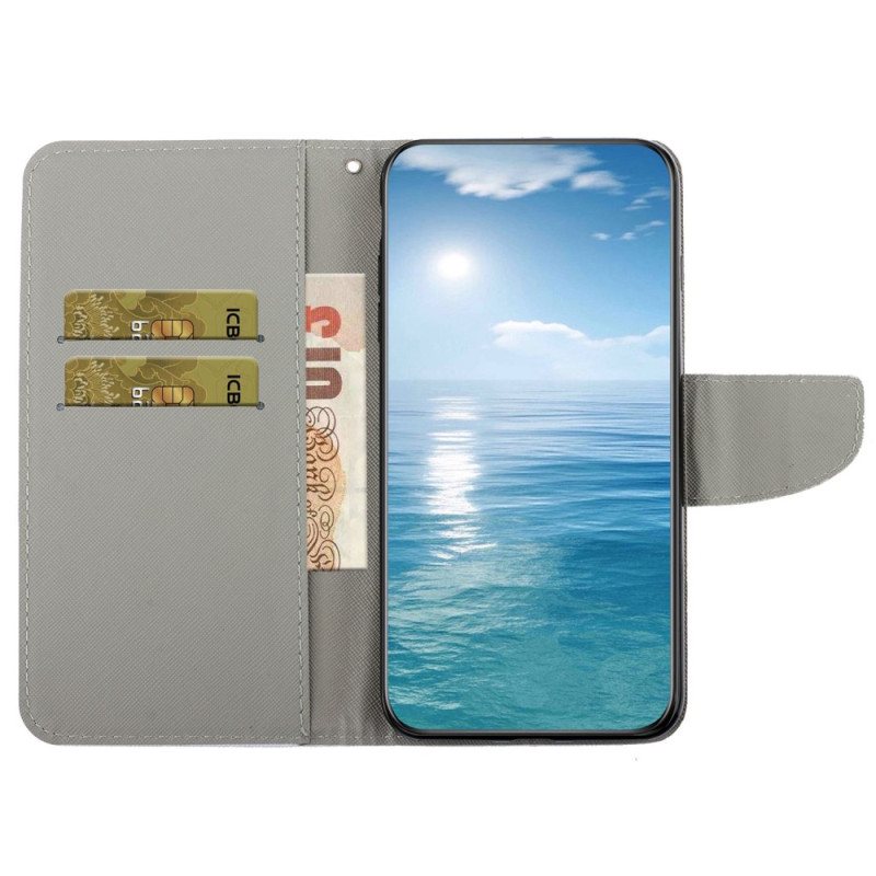 Folio Deksel Til Samsung Galaxy A14 / A14 5G Med Kjede Bare Thong Cats