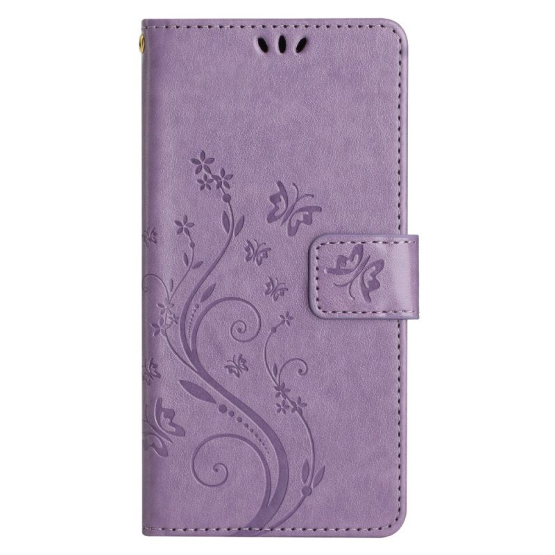 Folio Deksel Til Samsung Galaxy A14 / A14 5G Med Kjede Strappy Floral