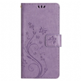 Folio Deksel Til Samsung Galaxy A14 / A14 5G Med Kjede Strappy Floral