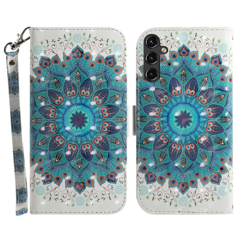 Folio Deksel Til Samsung Galaxy A14 / A14 5G Med Kjede Strappy Mandala