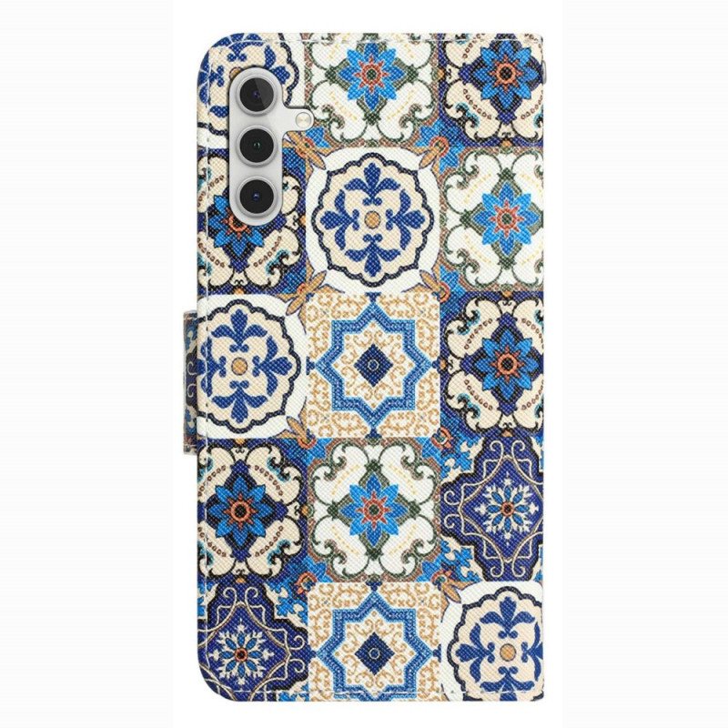 Folio Deksel Til Samsung Galaxy A14 / A14 5G Med Kjede Strappy Patchwork