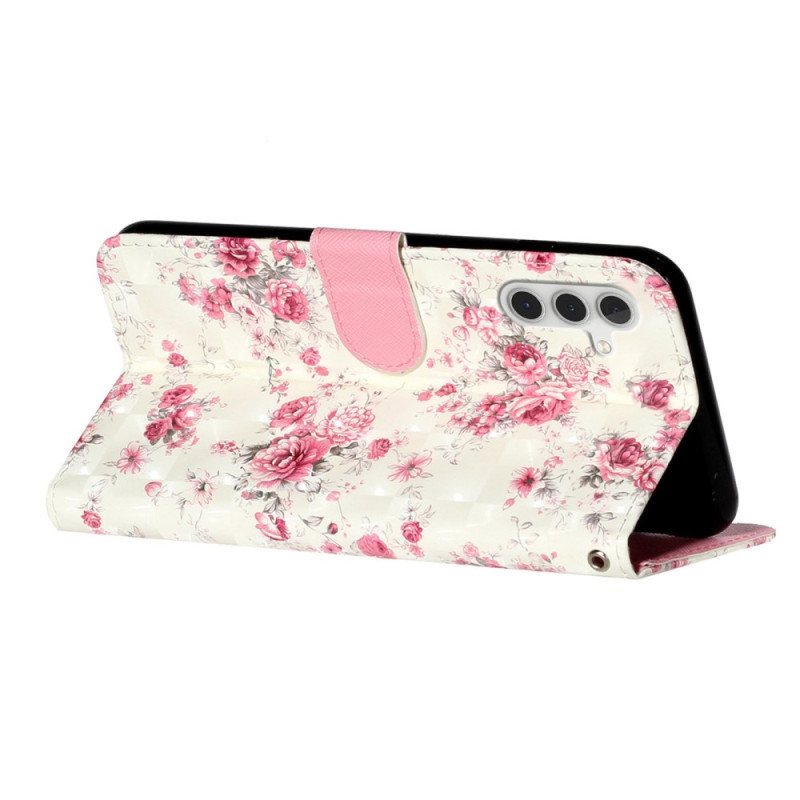 Folio Deksel Til Samsung Galaxy A14 / A14 5G Med Kjede Stropp Liberty Flowers