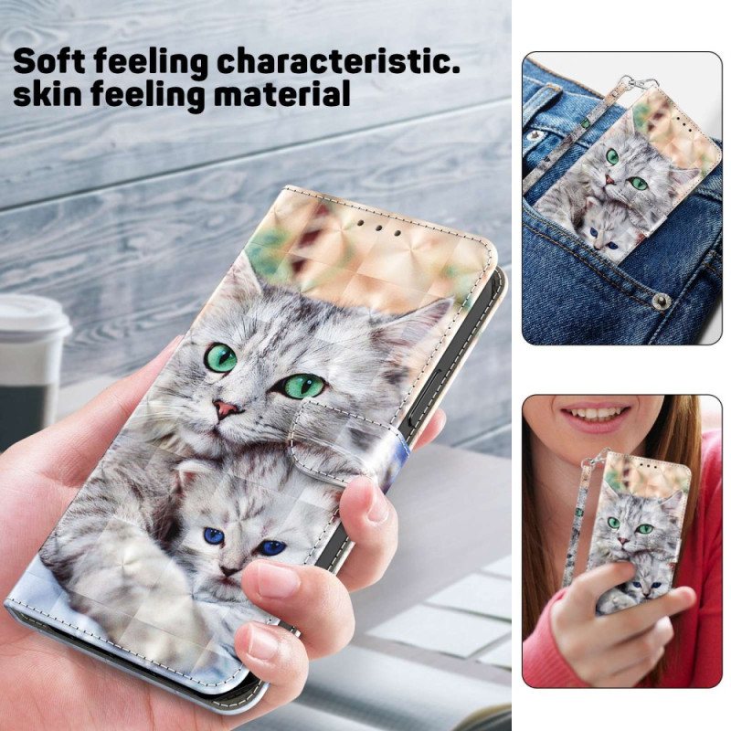 Lærdeksel Til Samsung Galaxy A14 / A14 5G Med Kjede Bare Thong Cats