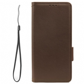 Lærdeksel Til Samsung Galaxy A14 / A14 5G Med Kjede Strappy Litchi Leather Style