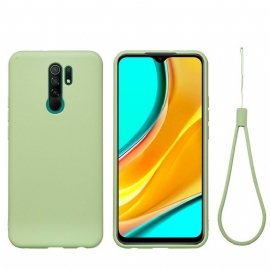 Deksel Til Xiaomi Redmi 9 Flytende Silikon Med Snor