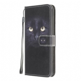 Folio Deksel Til Xiaomi Redmi 9 Med Kjede Strappy Black Cat Eyes