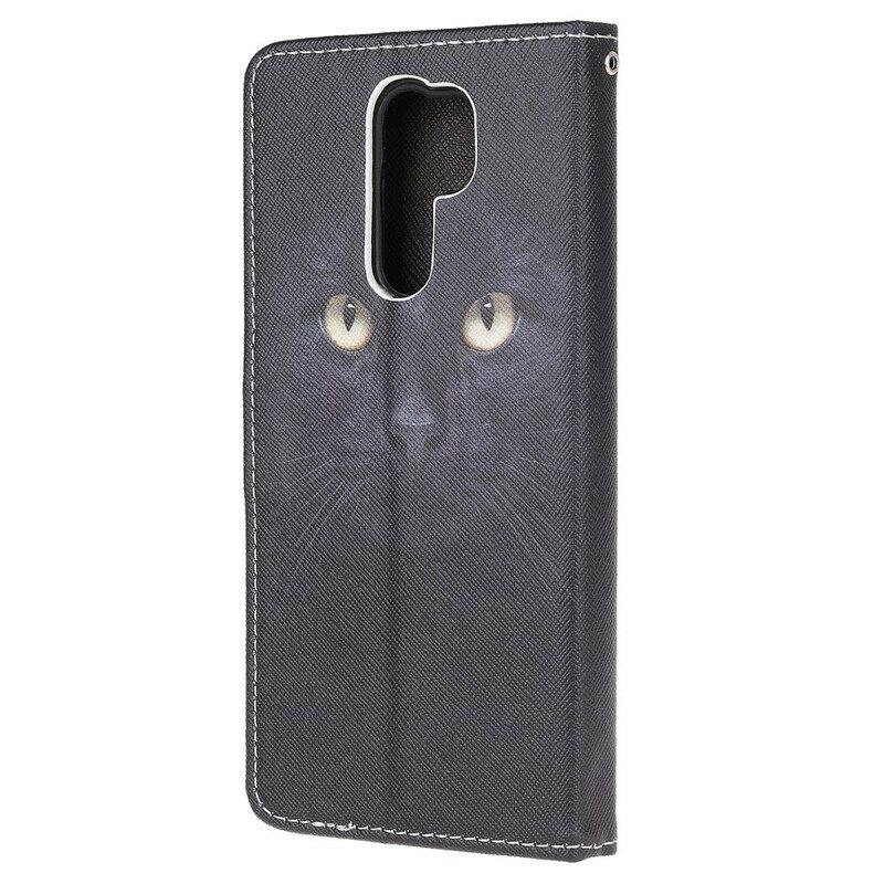 Folio Deksel Til Xiaomi Redmi 9 Med Kjede Strappy Black Cat Eyes