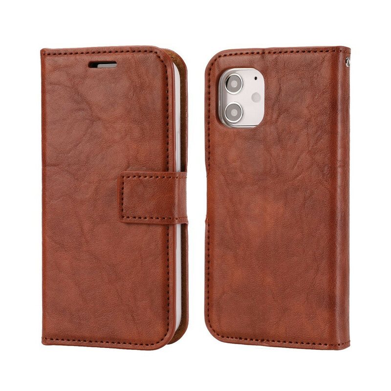 Deksel Folio Deksel Til iPhone 12 Mini Avtakbar Distressed Skinnstil