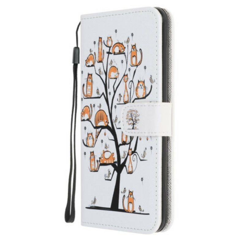 Folio Deksel Til iPhone 12 Mini Med Kjede Funky Cats Med Stropp