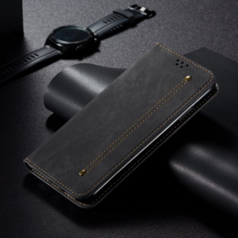 Beskyttelse Deksel Til Xiaomi Mi 11 Ultra Folio Deksel Tekstur På Jeans I Imitert Skinn