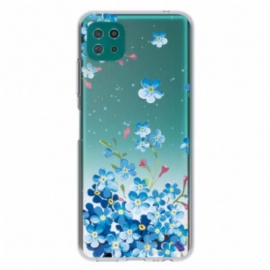 Deksel Til Samsung Galaxy A22 5G Blå Blomster