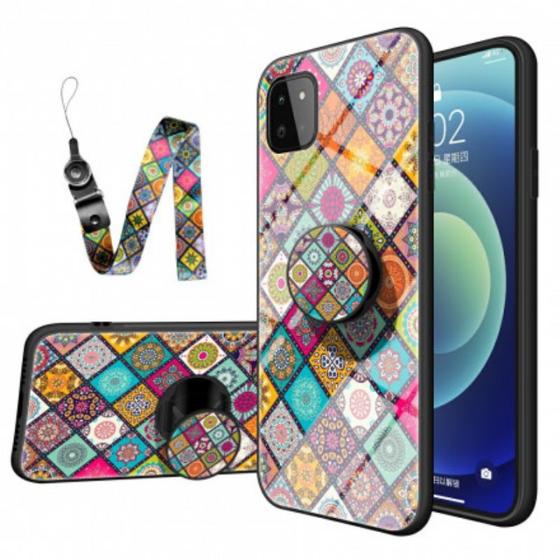 Deksel Til Samsung Galaxy A22 5G Patchwork Magnetisk Holder