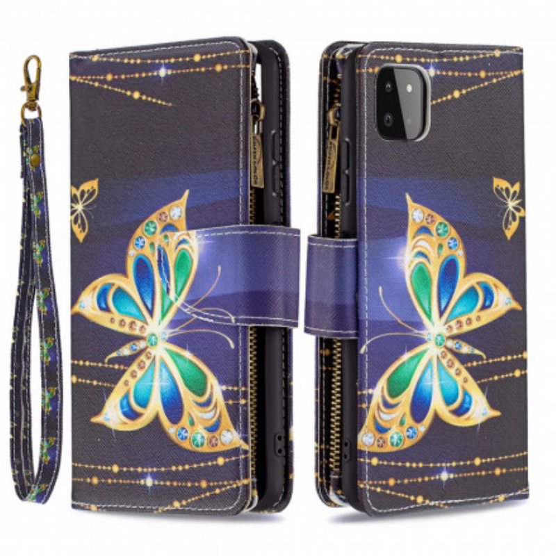 Folio Deksel Til Samsung Galaxy A22 5G Butterflies Art Zipped Pouch