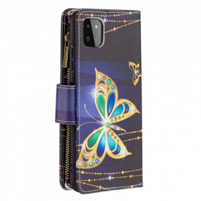 Folio Deksel Til Samsung Galaxy A22 5G Butterflies Art Zipped Pouch