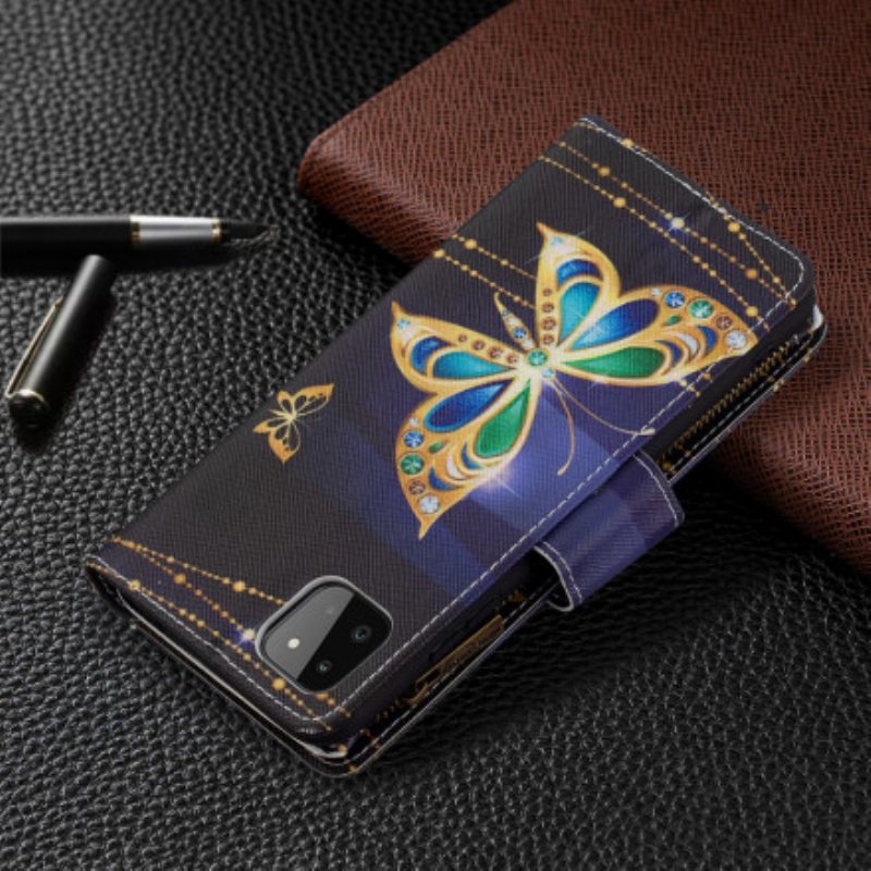 Folio Deksel Til Samsung Galaxy A22 5G Butterflies Art Zipped Pouch