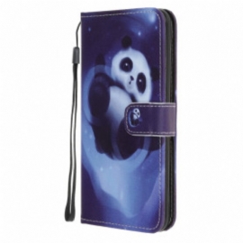 Folio Deksel Til Samsung Galaxy A22 5G Med Kjede Panda Space Med Snor