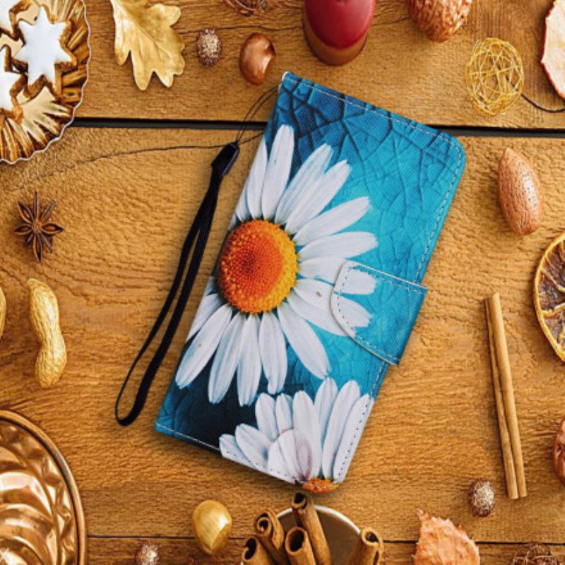 Folio Deksel Til Samsung Galaxy A22 5G Mesterlige Blomster Med Stropp