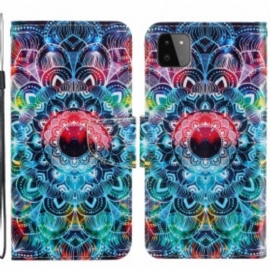 Lærdeksel Til Samsung Galaxy A22 5G Med Kjede Prangende Strappy Mandala