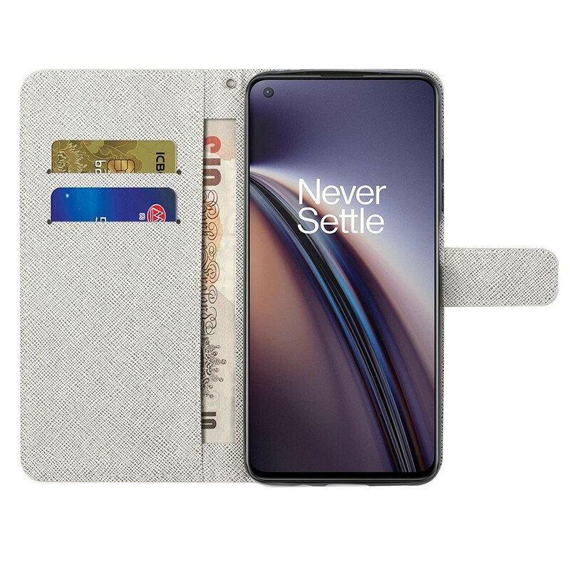 Folio Deksel Til OnePlus Nord CE 5G Med Kjede Lunar Strap Blomster