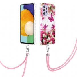 Deksel Til Samsung Galaxy A23 5G Med Snor Med Butterflies Cord
