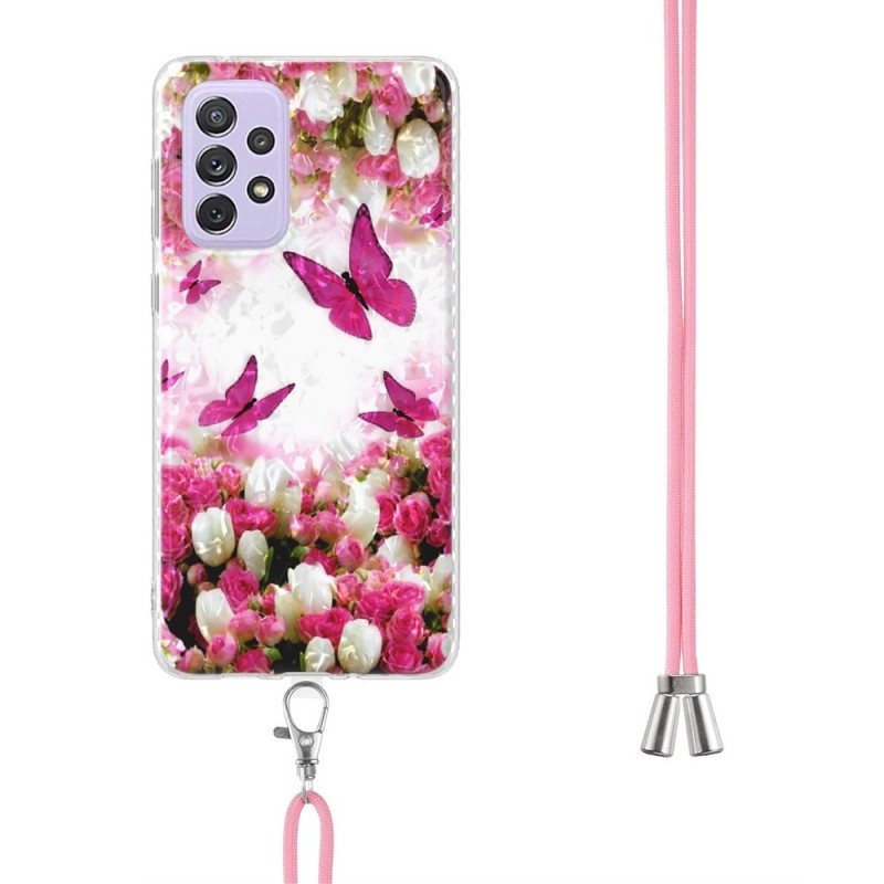 Deksel Til Samsung Galaxy A23 5G Med Snor Med Butterflies Cord