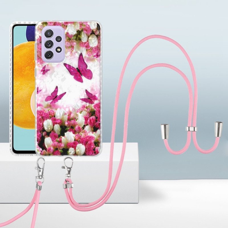 Deksel Til Samsung Galaxy A23 5G Med Snor Med Butterflies Cord