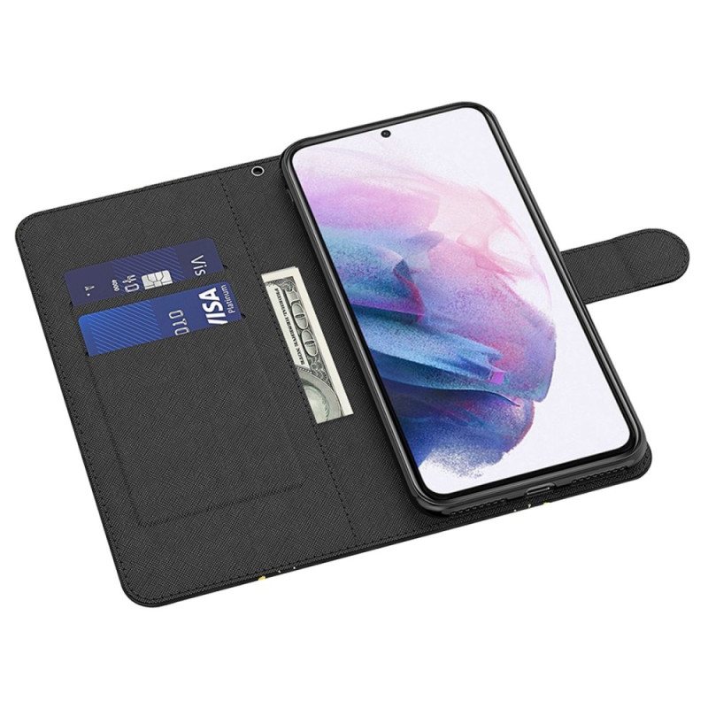 Folio Deksel Til Samsung Galaxy A23 5G Med Kjede Strappy Marmor Stil