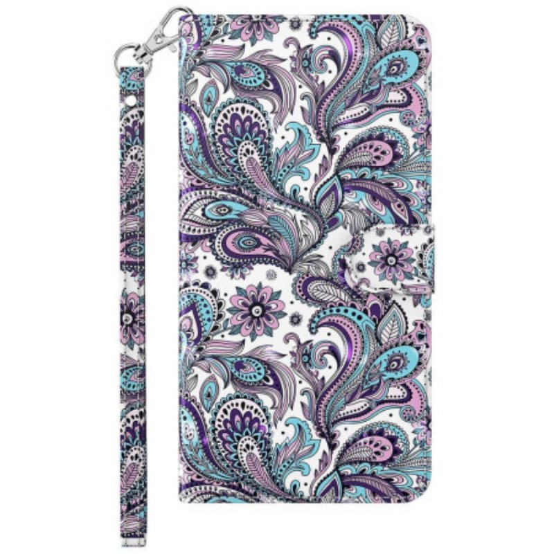 Folio Deksel Til Samsung Galaxy A23 5G Med Kjede Strappy Paisley-mønster