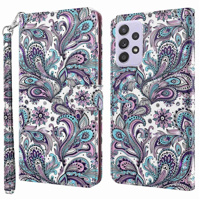 Folio Deksel Til Samsung Galaxy A23 5G Med Kjede Strappy Paisley-mønster