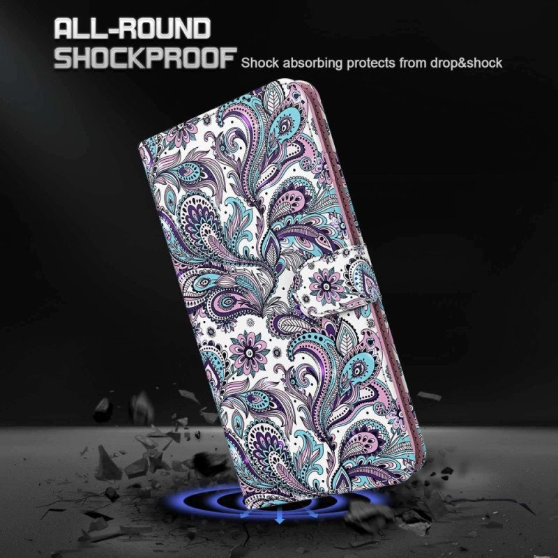 Folio Deksel Til Samsung Galaxy A23 5G Med Kjede Strappy Paisley-mønster