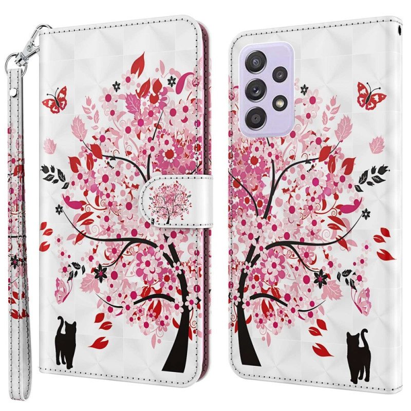 Folio Deksel Til Samsung Galaxy A23 5G Med Kjede Strappy Rose Tree