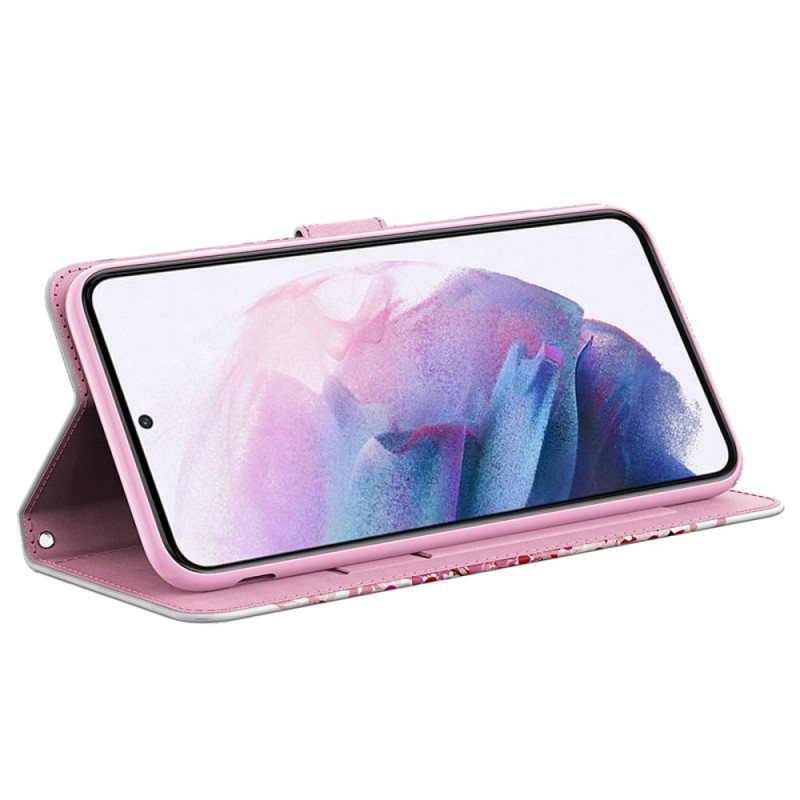 Folio Deksel Til Samsung Galaxy A23 5G Med Kjede Strappy Rose Tree