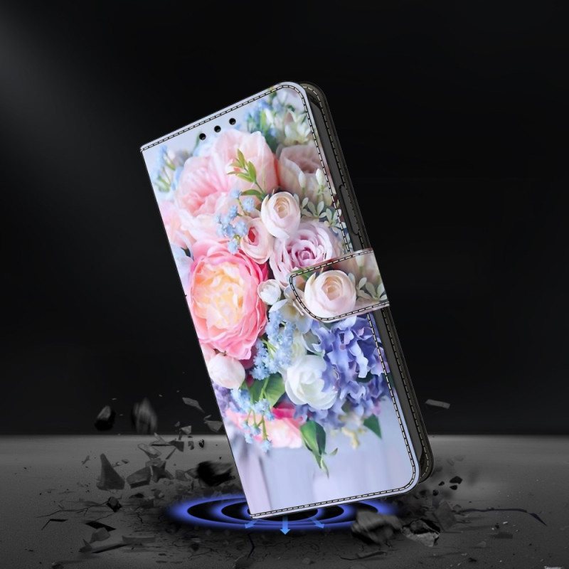 Lærdeksel Folio Deksel Google Pixel 9 Pro Xl Blomsterbukett