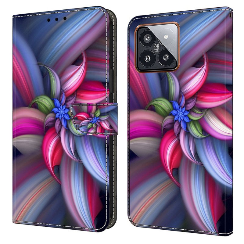 Folio Deksel Til Xiaomi 14 Pro Fargerike Blomster