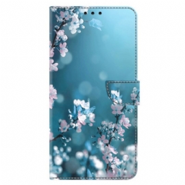 Folio Deksel Xiaomi 14 Pro Plommeblomstrer