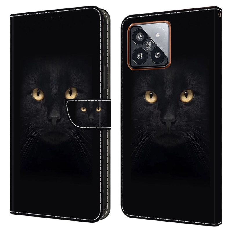 Folio Deksel Xiaomi 14 Pro Svart Katt Beskyttelse Deksel