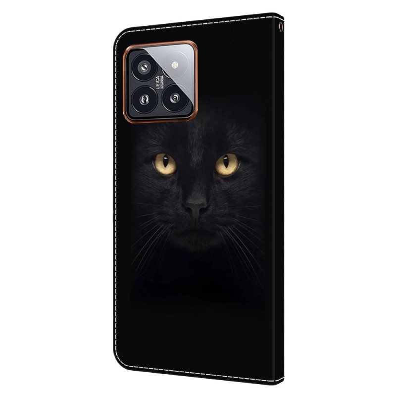 Folio Deksel Xiaomi 14 Pro Svart Katt Beskyttelse Deksel