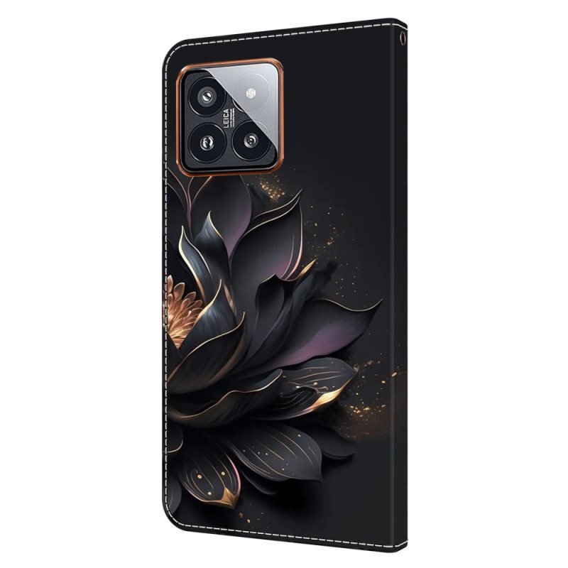 Lærdeksel Folio Deksel Xiaomi 14 Pro Lilla Lotus