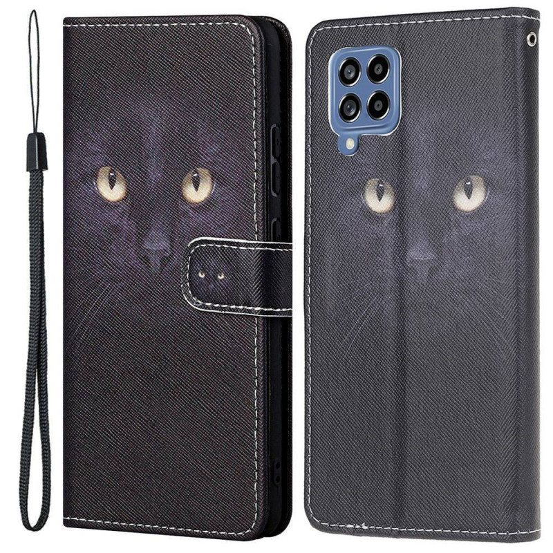 Folio Deksel Til Samsung Galaxy M53 5G Med Kjede Strappy Cat Eyes