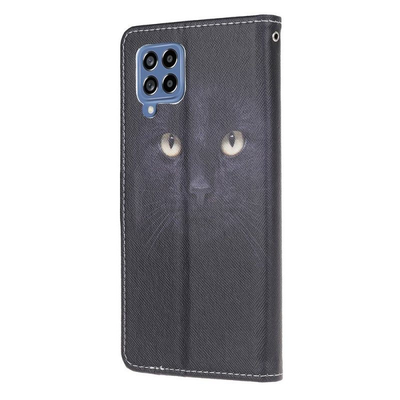 Folio Deksel Til Samsung Galaxy M53 5G Med Kjede Strappy Cat Eyes