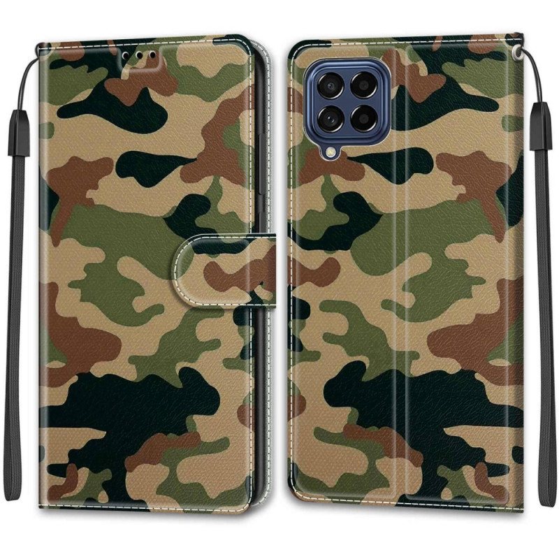 Lærdeksel Til Samsung Galaxy M53 5G Med Kjede Strappy Camo