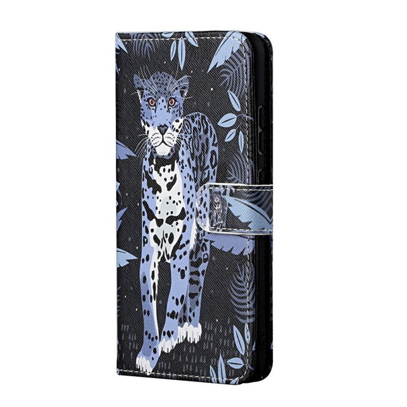 Lærdeksel Til Samsung Galaxy M53 5G Med Kjede Strappy Leopard