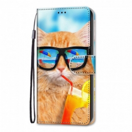 Lærdeksel Til Samsung Galaxy M53 5G Med Kjede Strappy Star Cat