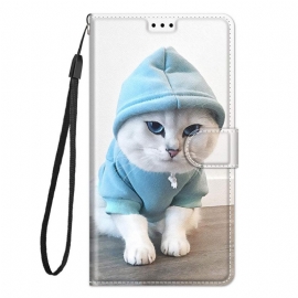 Lærdeksel Til Samsung Galaxy M53 5G Med Kjede Thong Cat Fan