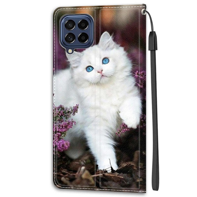 Lærdeksel Til Samsung Galaxy M53 5G Med Kjede Thong Cat Fan