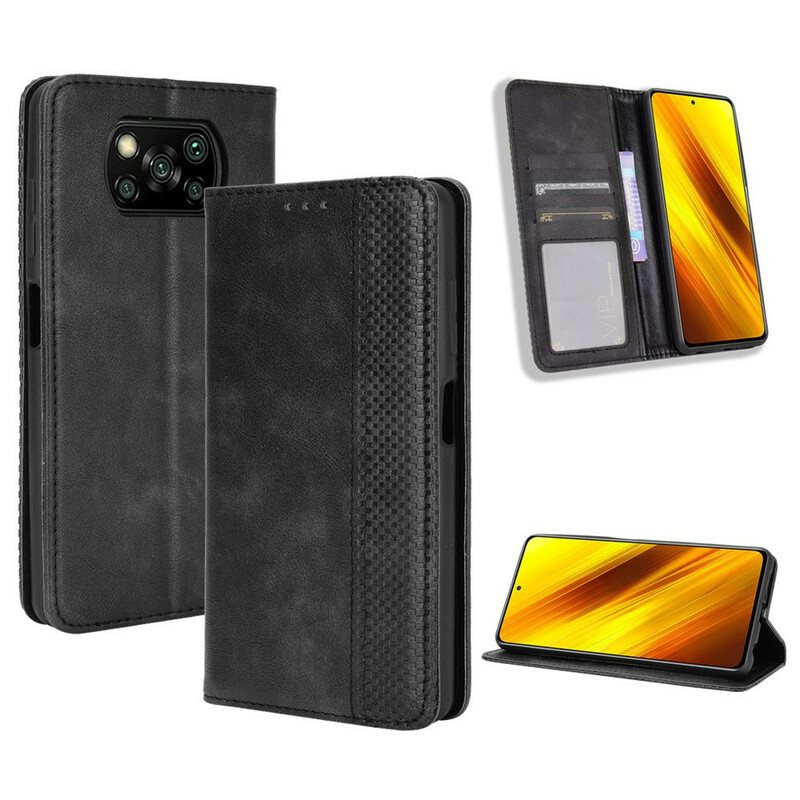 Beskyttelse Deksel Til Poco X3 / X3 Pro / X3 NFC Folio Deksel Stilisert Vintage Skinneffekt